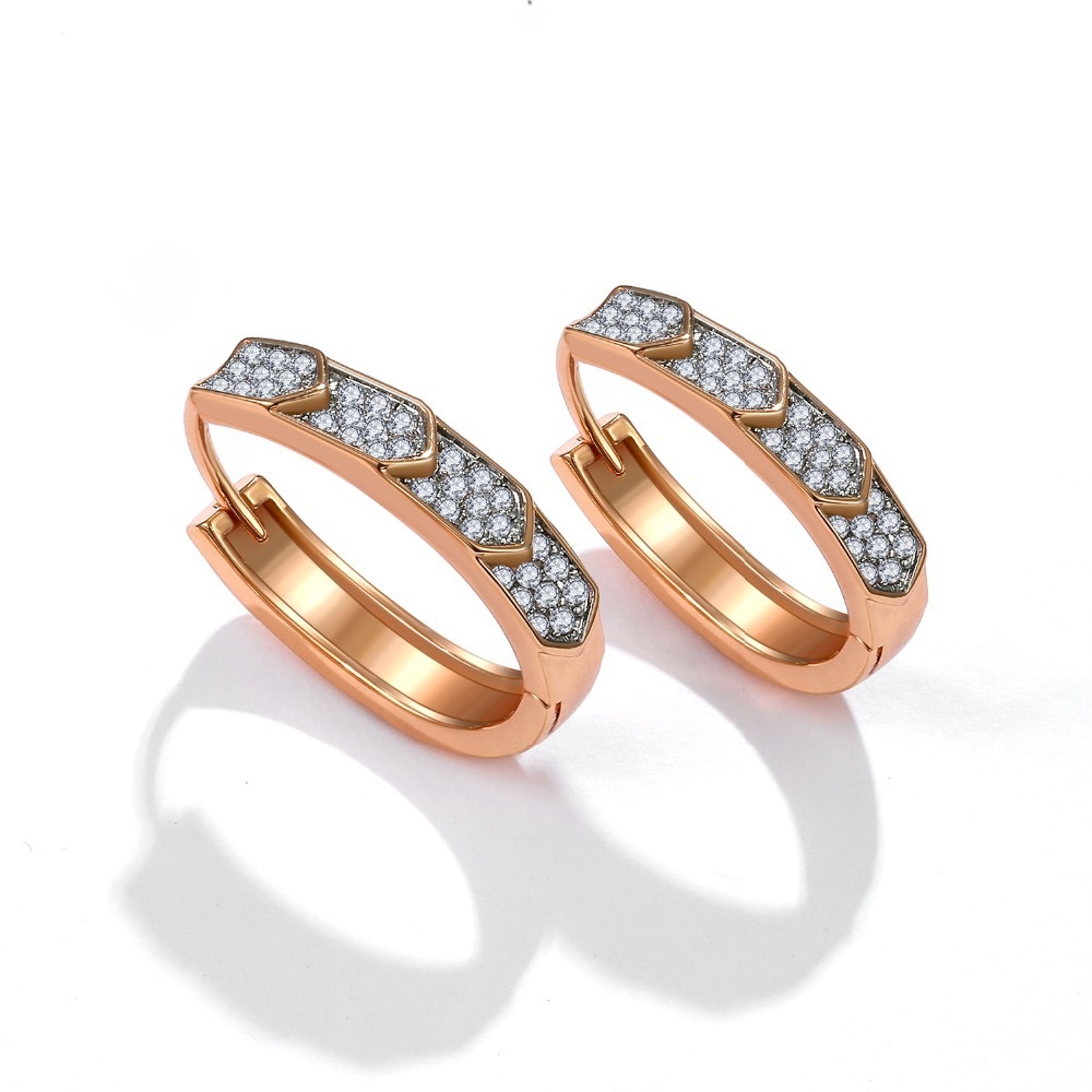 New 18K Gold Plated Stud Hoops Earrings - Picture 2 of 9